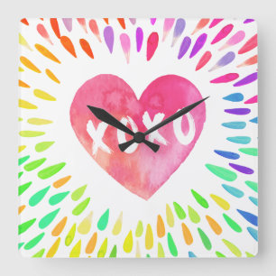 XoXo Heart Square Wall Clock