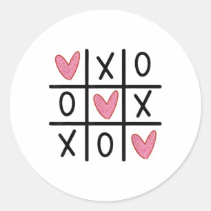 Xoxo Hearts Valentine Hugs Kisses Tic-tac-toe Wome Classic Round Sticker