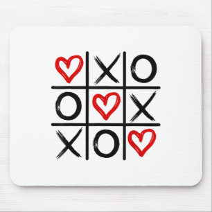 Xoxo Hearts Valentine Hugs Kisses Tic-tac-toe Wome Mouse Pad