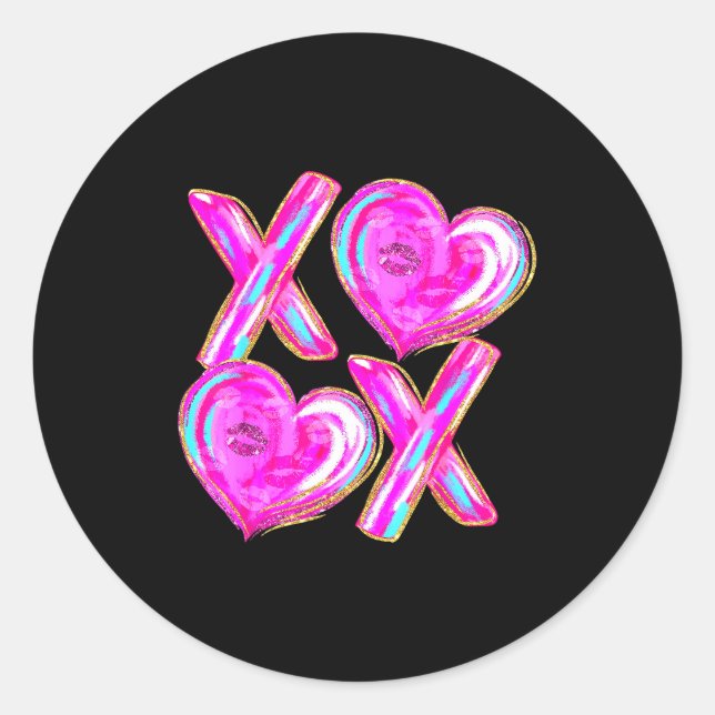 Xoxo Hearts Valentine's Day Women Girls Vday  Classic Round Sticker (Front)