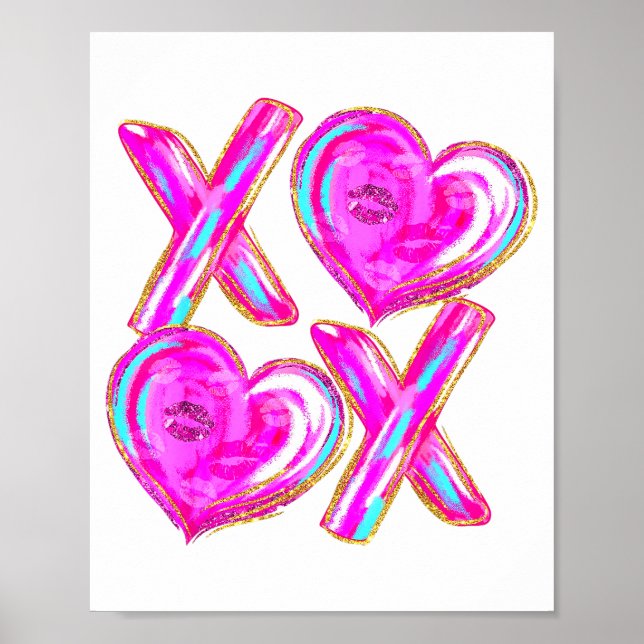 Xoxo Hearts Valentine's Day Women Girls Vday  Poster (Front)