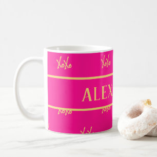 XOXO Hot Pink Perssonalized Coffee Mug