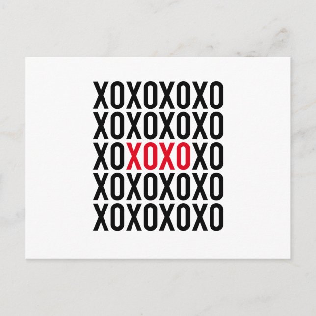 XOXO, hugs and kisses, word art, text design Postcard (Front)
