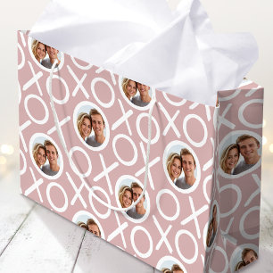 XOXO Hugs & Kisses 2 Photo Dusty Pink Modern Large Gift Bag