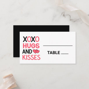 XOXO Hugs Kisses Bridal Shower Black Wedding  Place Card