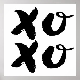 XOXO Hugs & Kisses Brush Typography Poster