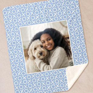 XOXO Hugs & Kisses Custom Photo Modern Blue Sherpa Blanket
