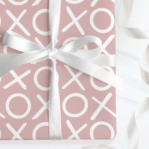 XOXO Hugs & Kisses Dusty Pink Brush Script Wrapping Paper