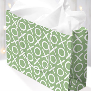 XOXO Hugs & Kisses Green Valentine's Brush Script Large Gift Bag