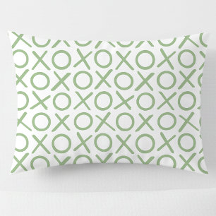 XOXO Hugs & Kisses Green White Modern Pattern Pillowcase