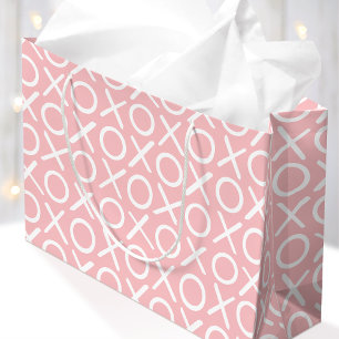 XOXO Hugs & Kisses Pastel Pink Brush Script Large Gift Bag