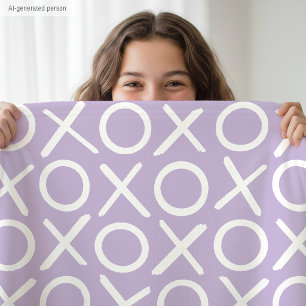 XOXO Hugs & Kisses Purple Stylish Modern Pattern Fleece Blanket