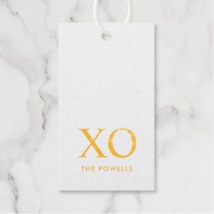 XOXO Hugs & Kisses Simple Minimalist Real Gold Gift Tags