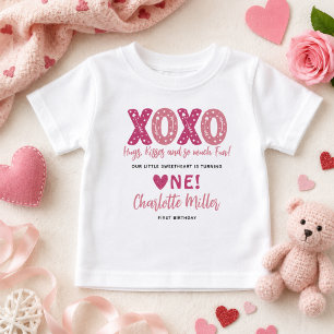 XOXO Hugs & Kisses Valentine's Day 1st Birthday Baby T-Shirt