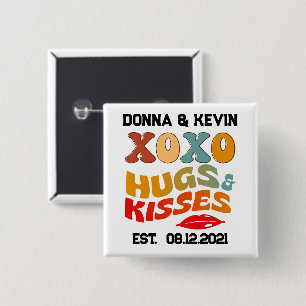  XOXO Hugs & Kisses Valentine's day gift 15 Cm Square Badge