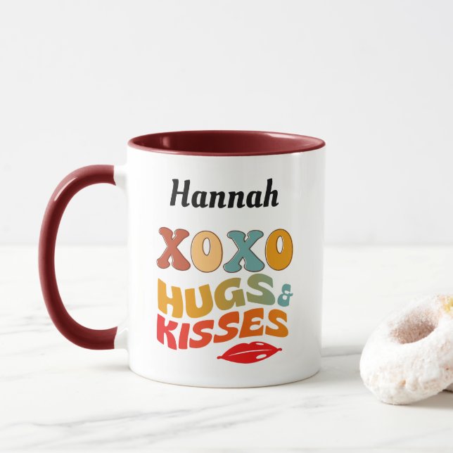 XOXO Hugs & Kisses Valentine's day gift Mug (With Donut)