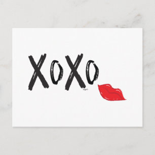 XoXo-Hugs-Kisses-with-Red-Lips Postcard