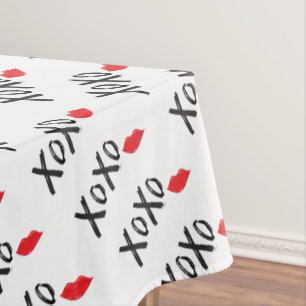 XoXo-Hugs-Kisses-with-Red-Lips Tablecloth