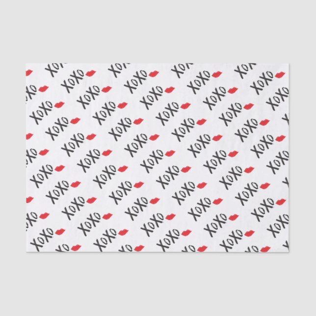XoXo-Hugs-Kisses-with-Red-Lips Tissue Paper (Front)