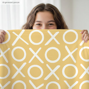 XOXO Hugs & Kisses Yellow Stylish Modern Pattern Fleece Blanket