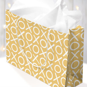 XOXO Hugs & Kisses Yellow Valentine's Brush Script Large Gift Bag