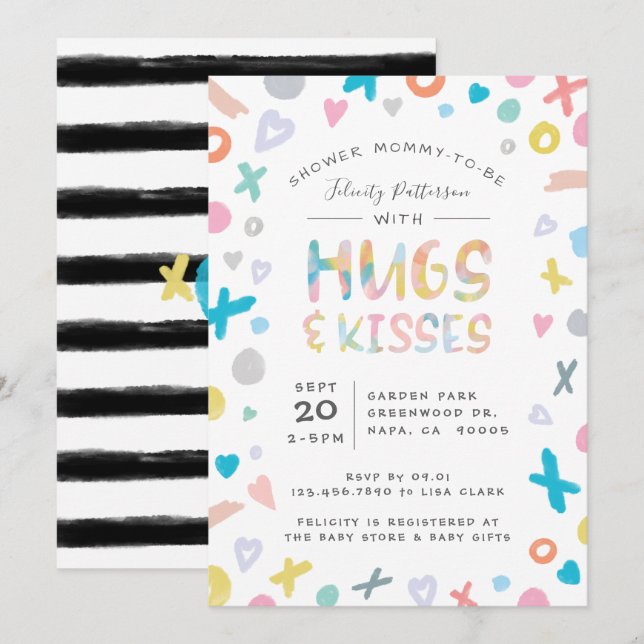 XOXO Hugs, Love & Kisses Baby Shower Invitation (Front/Back)