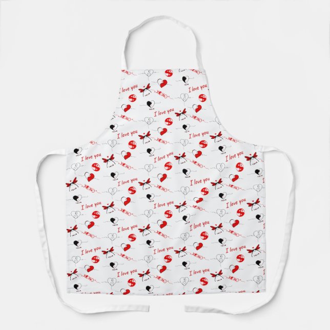 XOXO, I love you and hearts Apron (Front)