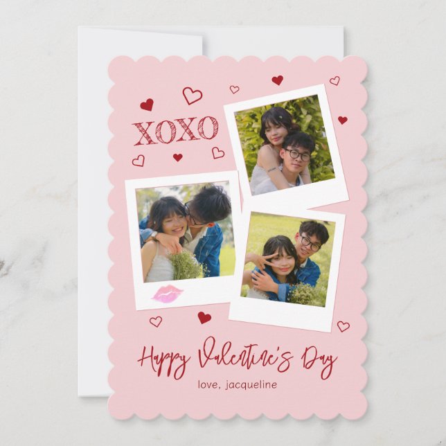 XOXO Instant Photo Style Valentine’s Holiday Card (Front)