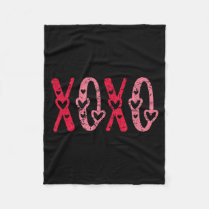 Xoxo Kisses Hugs Vintage Valentines Day  Fleece Blanket