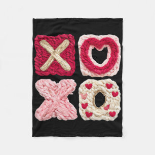 Xoxo Knitted Valentine Cute Chunky Yarn Art  Fleece Blanket