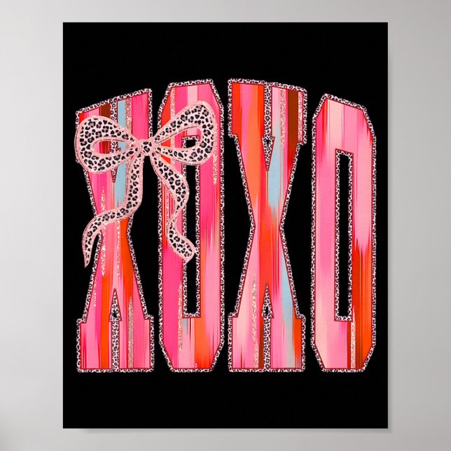 Xoxo Leopard Bow Funny Valentine's Day Coquette Nk Poster (Front)