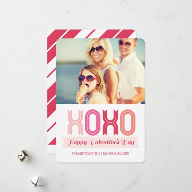 XOXO Love And Kisses Valentine's Day Photo Cards (Front/Back In Situ)