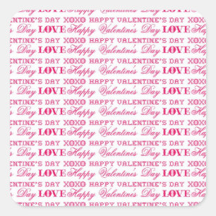 XOXO Love Happy Valentine's Day Pink Red Gifts Square Sticker