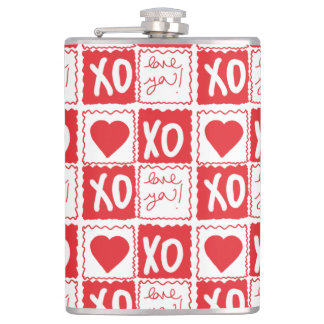 XOXO Love Heart Valentines Love You Hip Flask