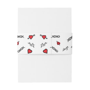 XOXO Love & Kisses Design Invitation Belly Band