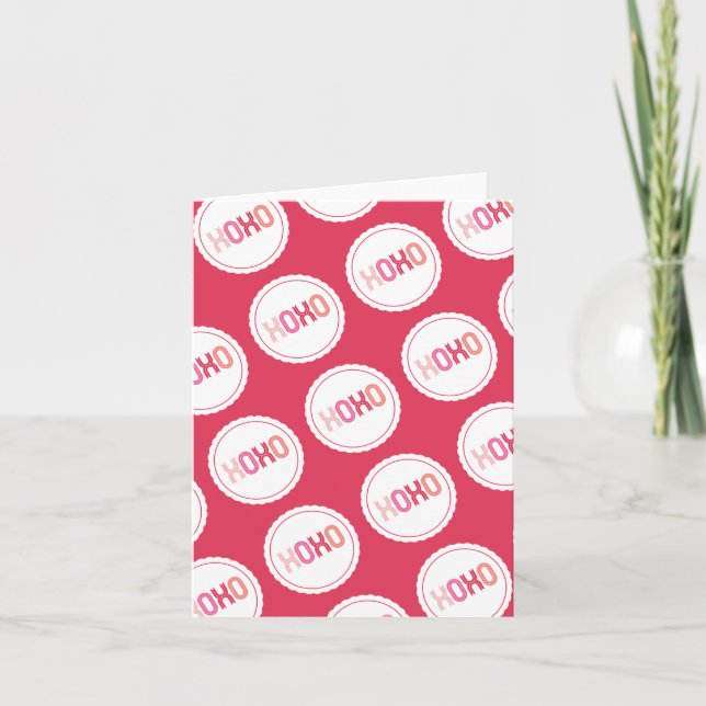 XOXO Love & Kisses Scallop Circles Valentine's Day Holiday Card (Front)