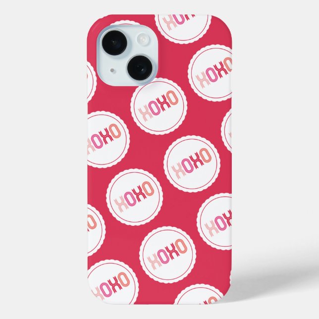 XOXO Love Kisses Scalloped Dots Valentine's Day Case-Mate iPhone Case (Back)
