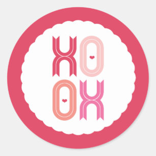 XOXO Love & Kisses Valentine Party 3 Inch Stickers