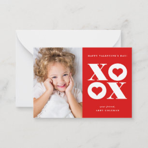 XOXO modern photo classroom valentines day card