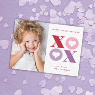 XOXO modern photo classroom valentines day card