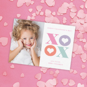XOXO modern photo classroom valentines day card