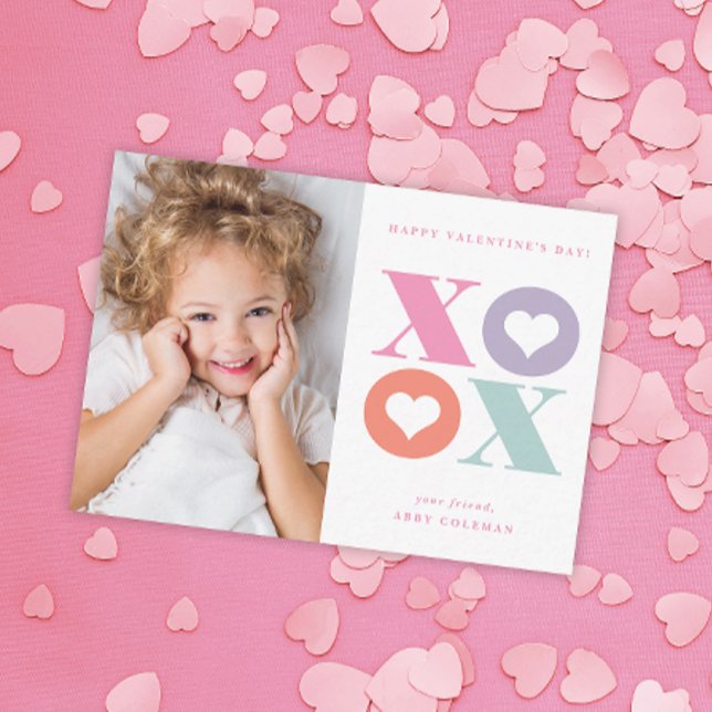 XOXO modern photo classroom valentines day card (Creator Uploaded)