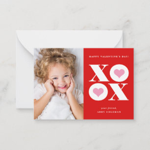 XOXO modern photo classroom valentines day card