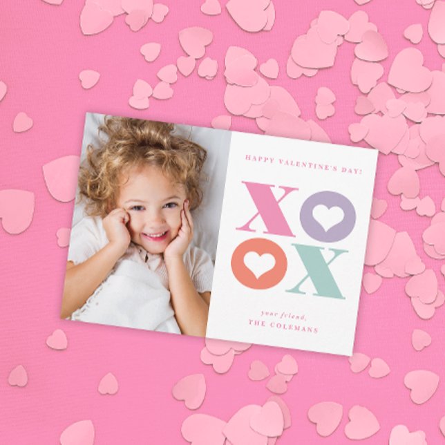 XOXO modern portrait photo valentines day card (Creator Uploaded)