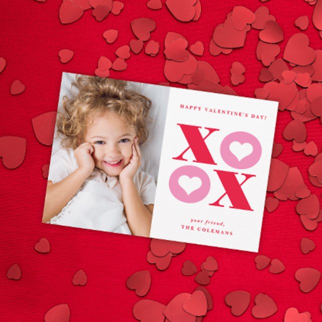 XOXO modern portrait photo valentines day card (Creator Uploaded)