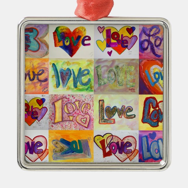 XOXO Mosaic Love Word Ornament (Front)