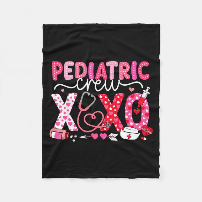 Xoxo Nurse Pediatric Crew Nurse Valentine Leopard  Fleece Blanket (Front)