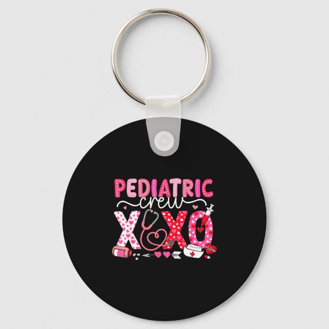Xoxo Nurse Pediatric Crew Nurse Valentine Leopard  Key Ring (Front)