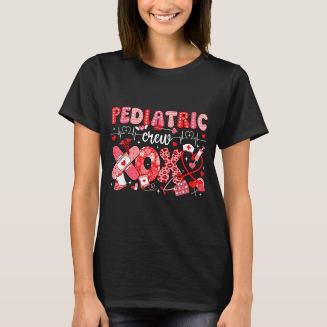 Xoxo Nurse Pediatric Crew Nurse Valentine Leopard  T-Shirt (Front)