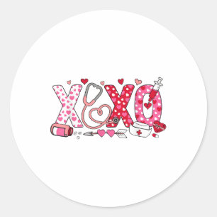 Xoxo Nurse Valentines Day Stethoscope Valentine Fo Classic Round Sticker